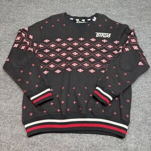 VTG Sabit NYC Crewneck Birds Embroidered Black Red Hidden Pocket 2XL